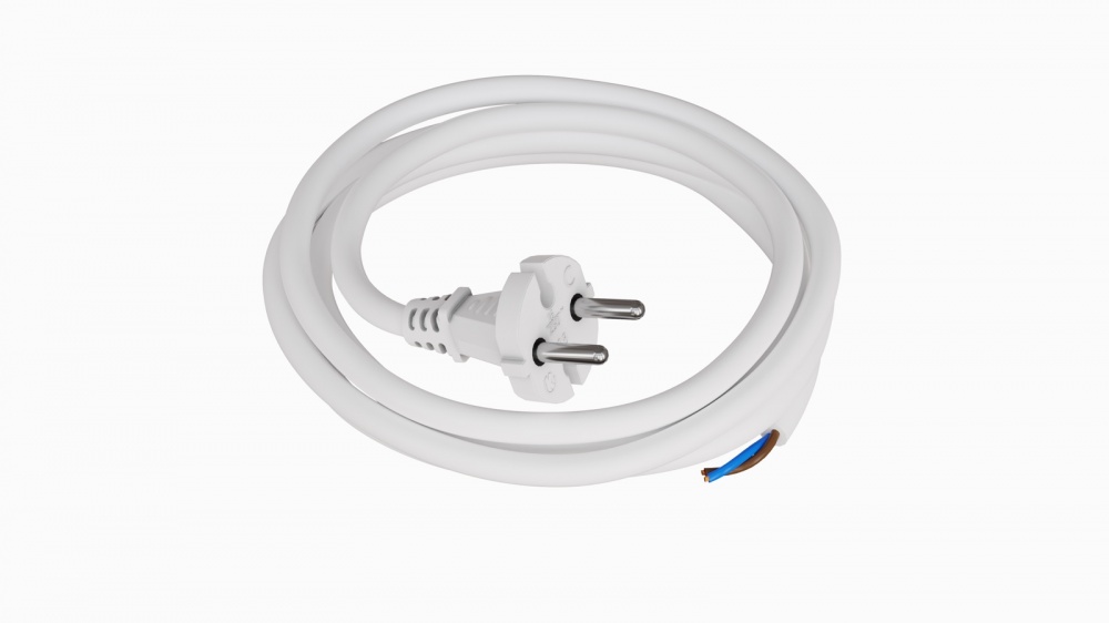 Кабель с вилкой Одескабель H05VV-F 2х1,5 DE 2-R (Б15270) 2,7 м без заземления 250В 16А белый