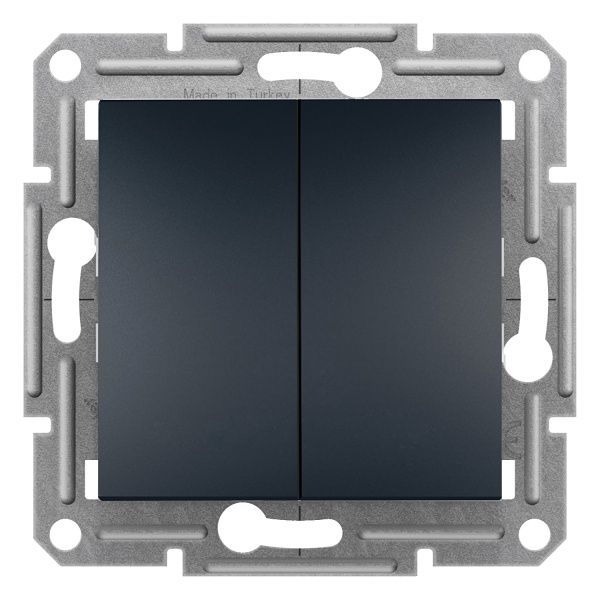 Переключатель двухклавишный Asfora EPH0600161 без подсветки 10 А 250В антрацит EPH0600171