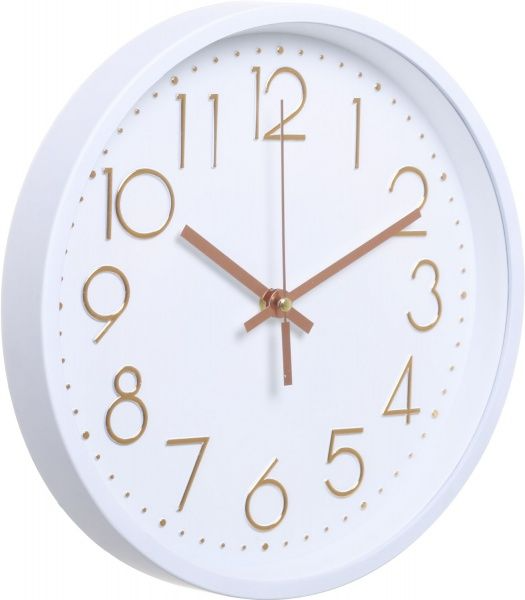Часы настенные Instant 30 см белые с золотыми цифрами Ningbo Royal Clock
