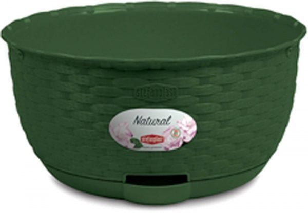 Вазон пластиковий Stefanplast Natural круглий 5,9л зелений (75457) 