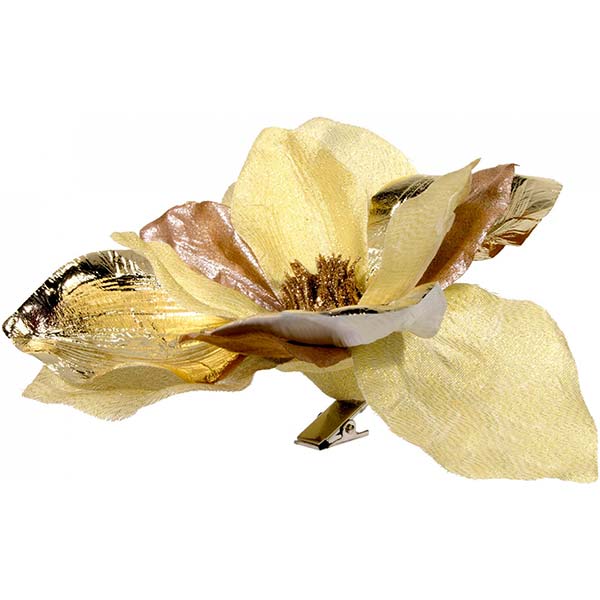 Прикраса новорічна Магнолія HD-P71195A-CH2 шампань 15 см