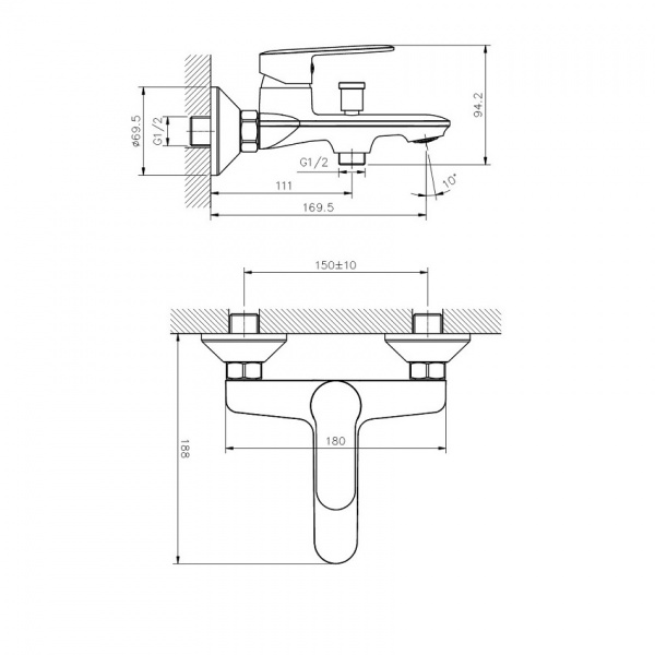Смеситель для ванны Koller Pool Line LN0100