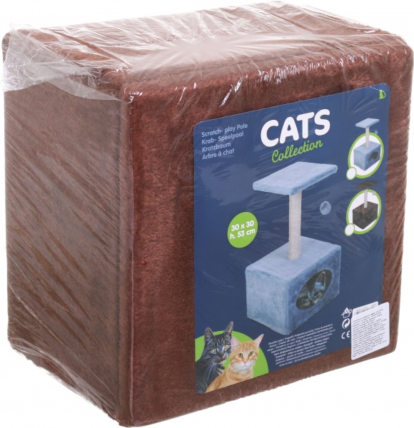 Будинок Koopman для котів з дряпкою та іграшкою 30х30х53 см