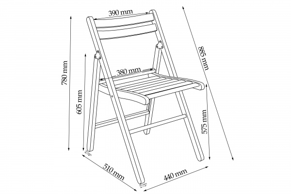 Стул раскладной 440х510х780 мм натуральный 