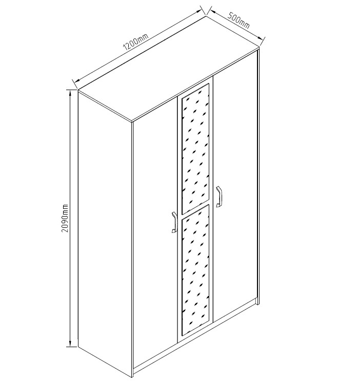Шкаф Світ Меблів Анита 2090х1200х500 мм дуб сонома кашемир