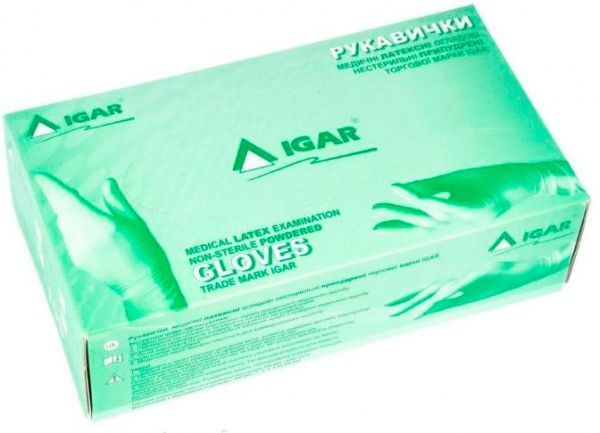 Рукавички медичні IGAR латексні припудрені р. 7-8 100 шт./уп.