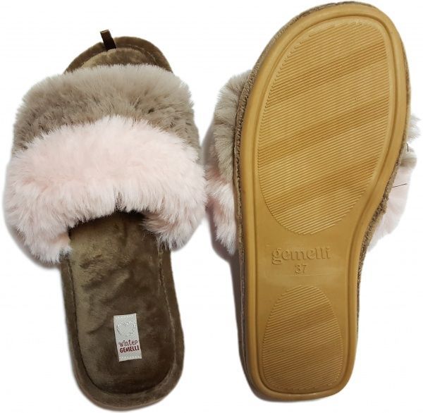 Тапки домашние Gemelli Версаль р. 36 серый/светло-розовый 