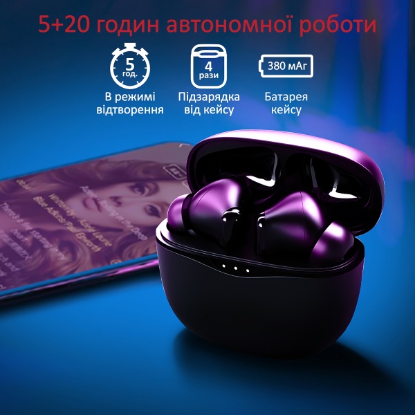 Наушники беспроводные Promate Hybrid-ANC Bluetooth 5.2 black (hybrid-anc.black) 