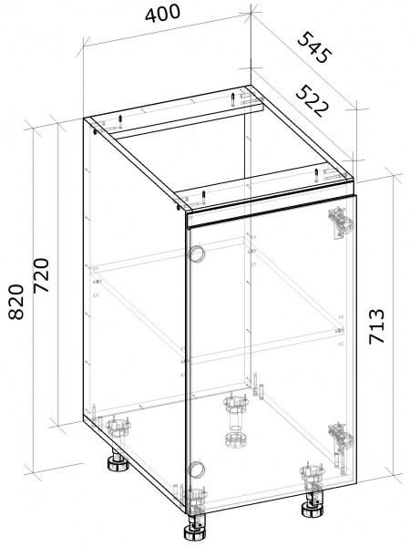 Тумба нижняя МС Джетта 40х82х54,5 см, белый бриллиант/дуб сонома Грейд