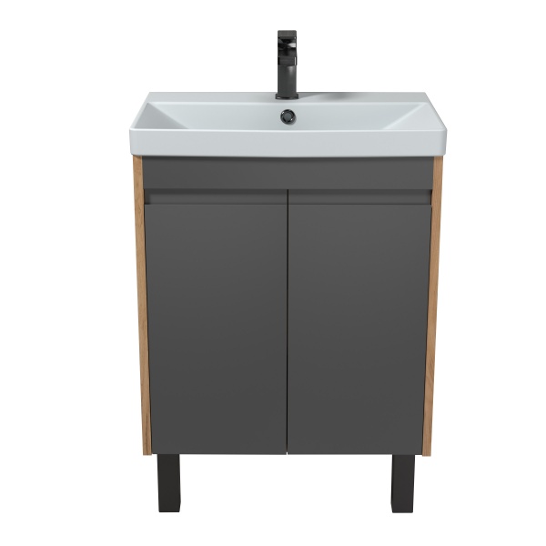 Тумба Мойдодыр Olive 60-U с умывальником Sempre 60 подвесная/напольная