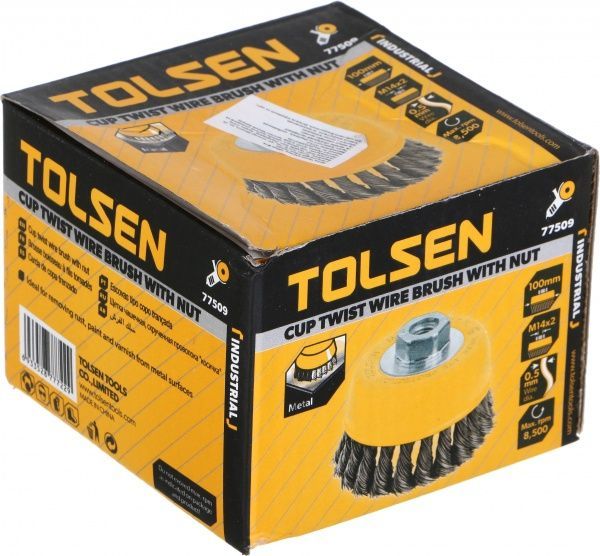 Щітка Чашка плетена 100мм М14, стальний дріт 0.5мм Tolsen 77509