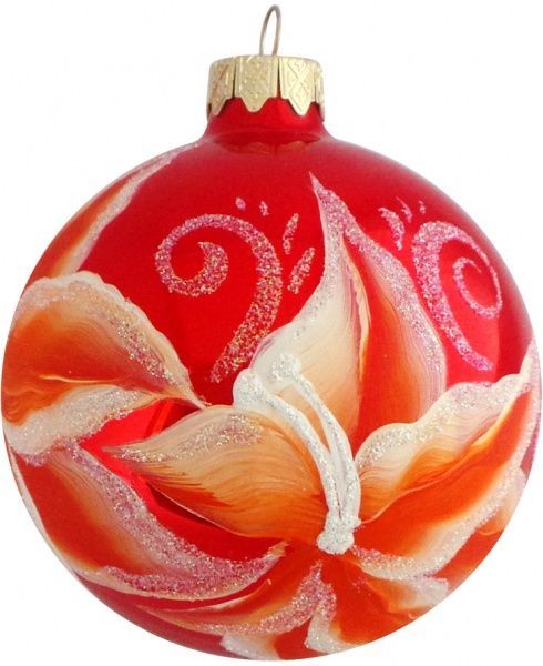 Куля скляна Квіти 3 d80 К-263-80 червоний