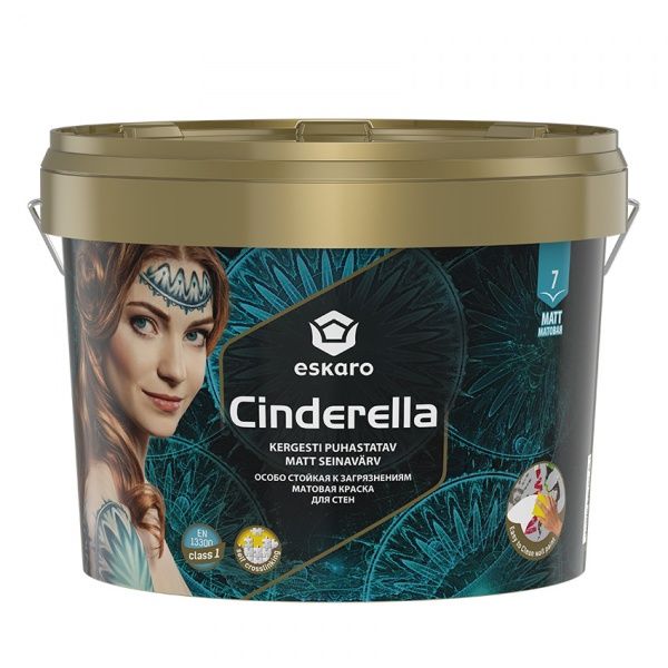 Фарба інтер'єрна акрилова Eskaro Особливо стійка до забруднень Cinderella TR мат база під тонування 2,7л 2,5кг 