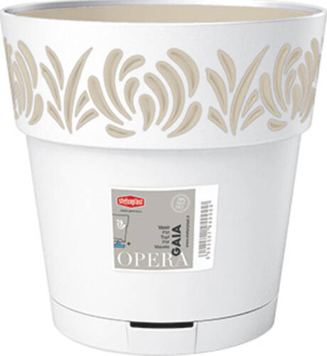 Горщик пластиковий Stefanplast Opera Gaia круглий 7,5 л білий/травертин (88500) 