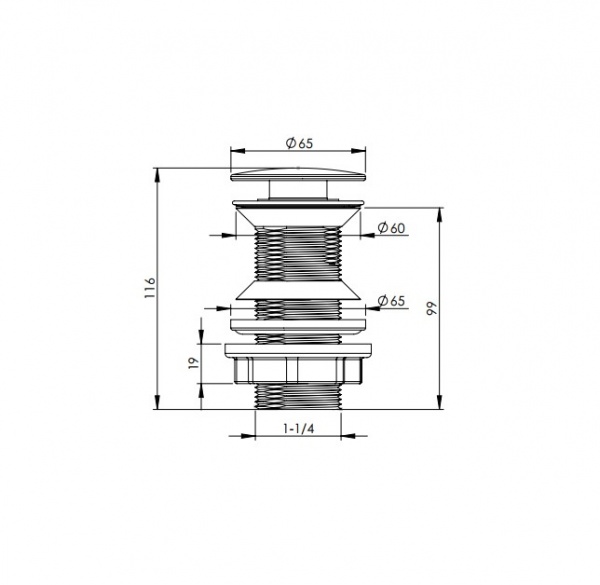 Донный клапан Bakimay click clack 1¼” с крышкой INOX