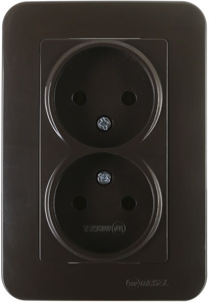 Розетка двойная без заземления Makel Lillium Natural без шторок без крышки коричневый