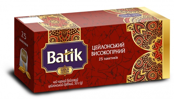 Чай чорний Batik Gold цейлонський високогірний 25 шт. 50 г 
