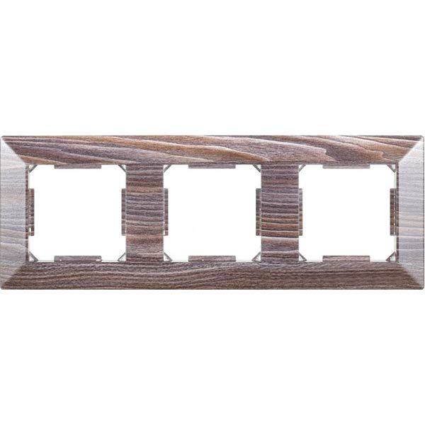Рамка трехместная HausMark Alta горизонтальная вяз темный SNG-FRP.SQ20G3-7/Elm-dark