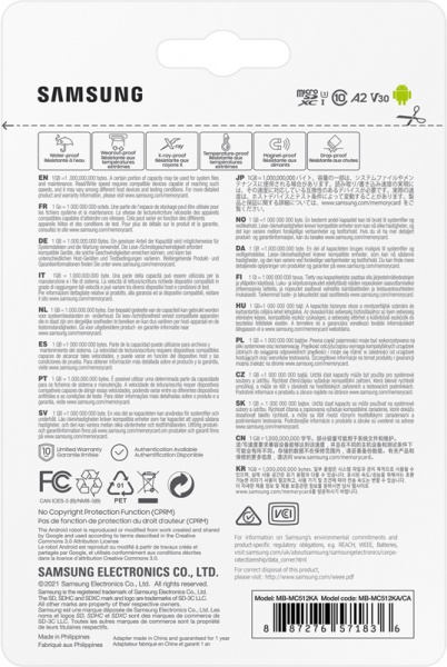 Карта памяти Samsung microSDXC 512 ГБ Class 10 (MB-MC512KA/RU) EVO Plus UHS-I + SD адаптер 