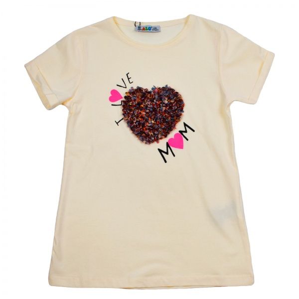 Футболка для девочки ALG I Love Mom 720426 р.128 кремовый 