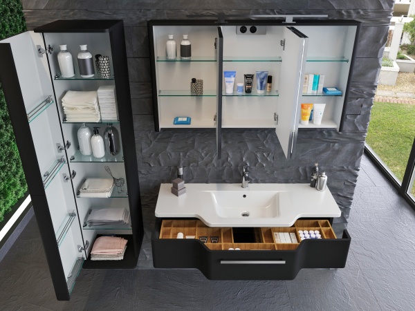 Зеркальный шкаф Botticelli Levanto - 128 серый 