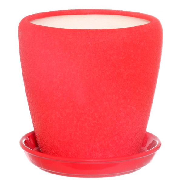 Горшок керамический Ориана-Запорожкерамика Грация №3 шелк красный круглый 2,3л красный 