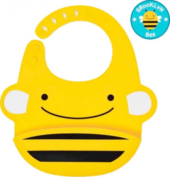 Слюнявчик Skip силиконовый Hop Пчелка синий 232205 