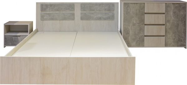 Кровать Фонте ФН-КРд-1.6м 160x200 см артвуд светлый/ателье светлое 