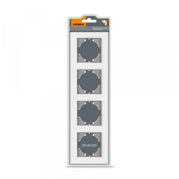 Рамка чотиримісна Videx Binera горизонтальна біле скло VF-BNFRG4H-W