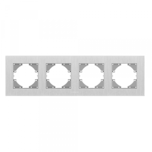 Рамка четырехместная Videx Binera горизонтальная серебряный VF-BNFRA4H-SL