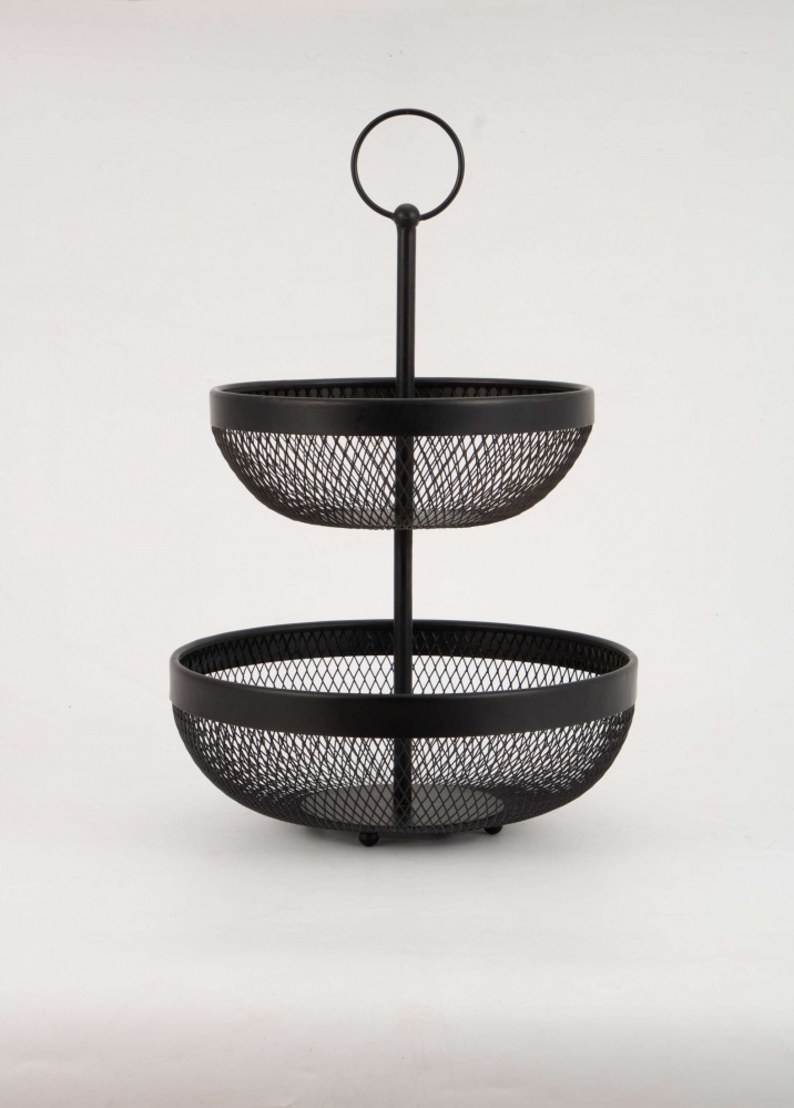 Корзинка для фруктов Flamberg Premium двойная Fernie 46х29,5 см черный металлическая