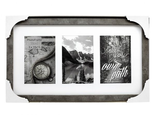 Фоторамка с паспарту SvitArt FKP-3-1913-3A 10x15 см гранитный серый 