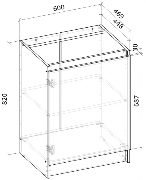Тумба нижня МС Сніжана 60х82х46,9 см, білий Грейд
