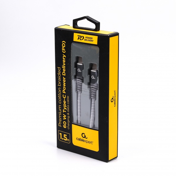 Кабель Cablexpert USB 2.0 Power Delivery C-папа/C-папа 1,5 м черный (CC-USB2B-CMCM60-1.5M) 