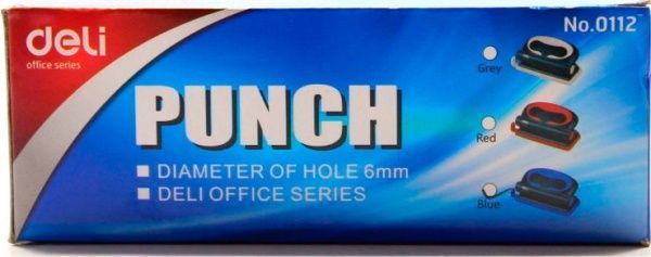 Дырокол 0112 микс с линейкой 1 шт Deli