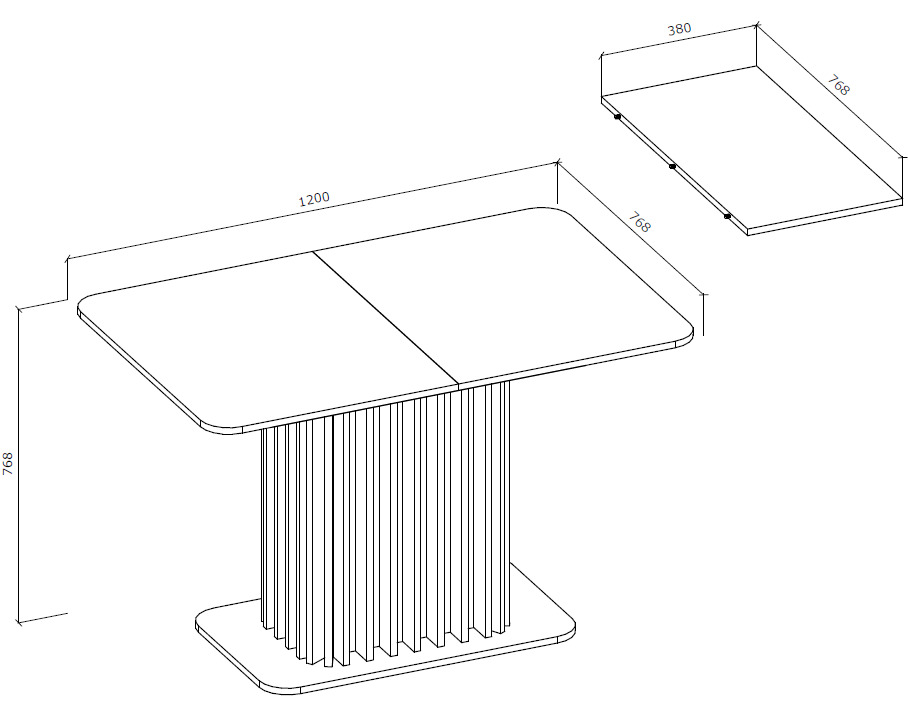 Стол обеденный Грейд Джексон 1200(1580)x768x768мм графит/белый матовый/белый