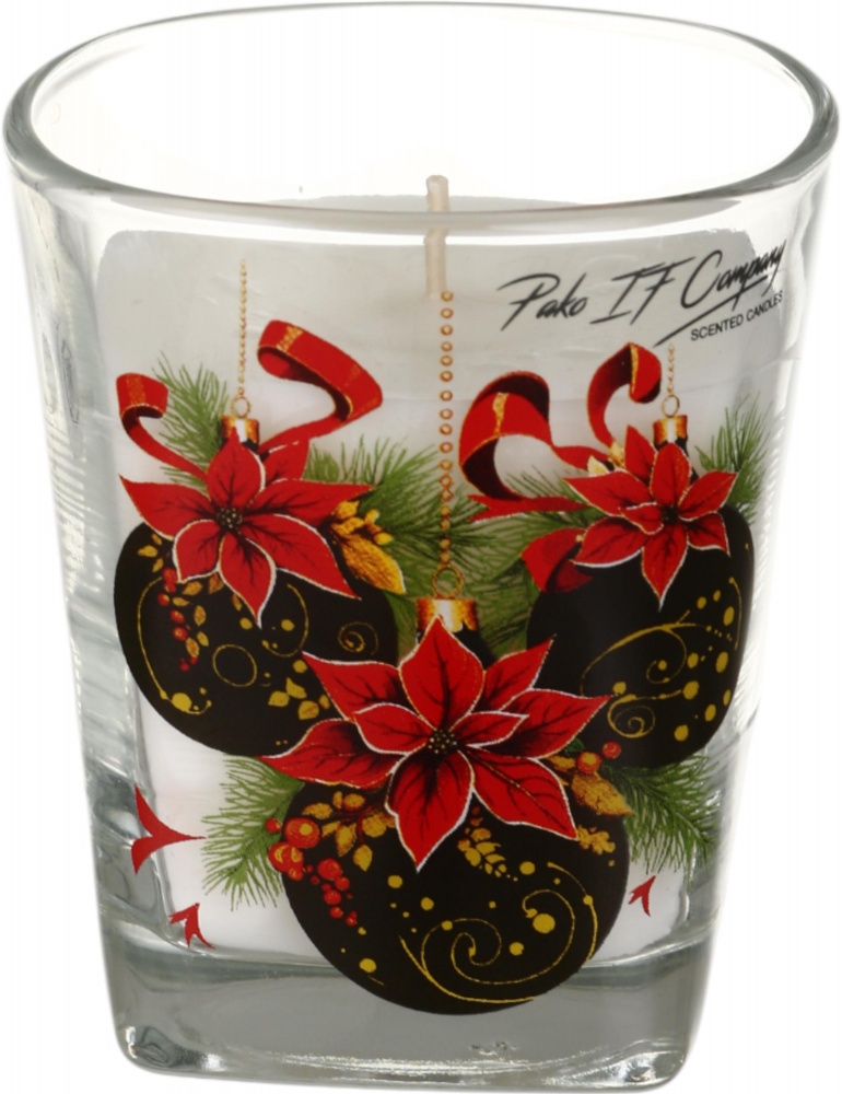 Свічка у склянці Новорічна прикраса 80 мм Pako-If