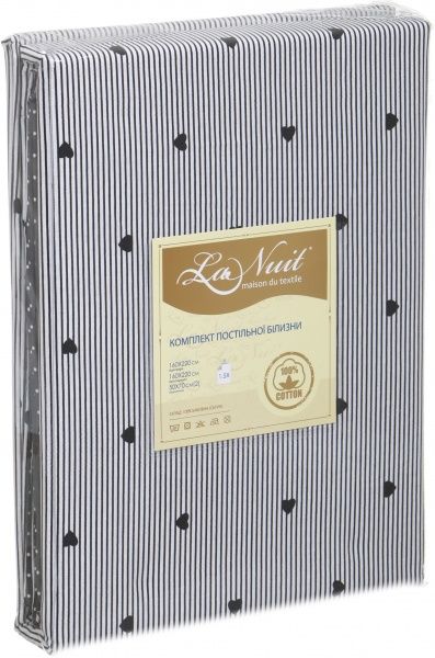 Комплект постільної білизни Heart 1,5 білий у смужку La Nuit 