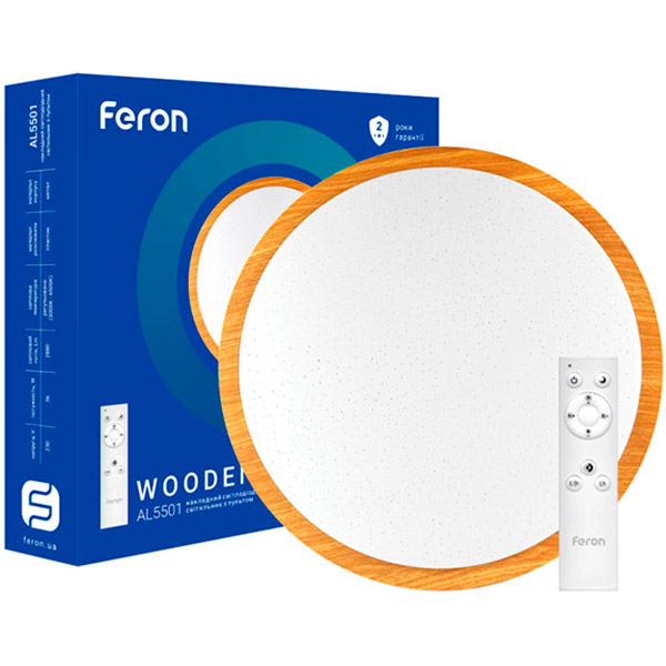 Світильник світлодіодний Feron AL5501 Wooden з пультом д/у 60 Вт білий 3000-6500 К 