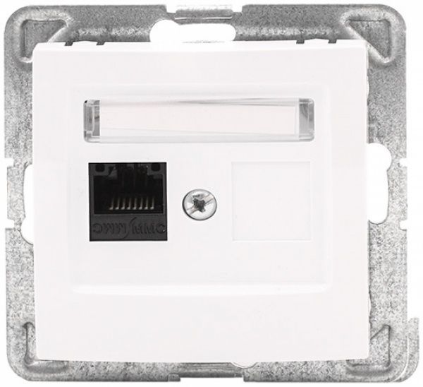 Розетка комп’ютерна Ospel Impresja kat. 5e Krone білий