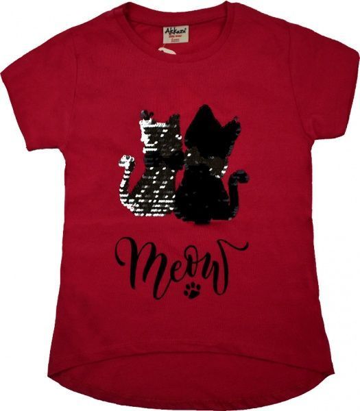 Футболка AKKUZU kids 9084 з котами р.116 малиновий 