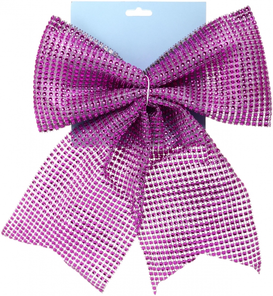 Декорація новорічна бант зі стразами 22x28 см колір в асортименті