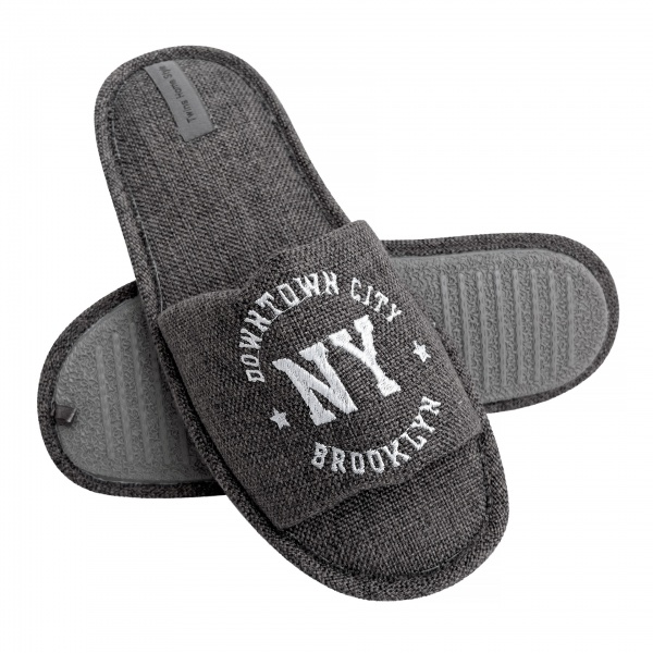 Тапки домашние чоловічі HS-VL з вишивкою рогожка моно 9281 р.40/41 темно-серый 