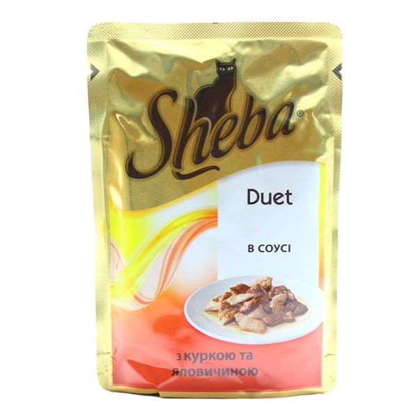 Корм Sheba Duet с курицей и говядиной в соусе 85 г 