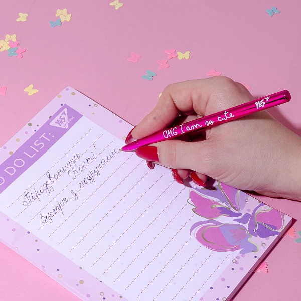 Ручка шариковая YES Happy pen 0,7 мм розовый корпус 411955 