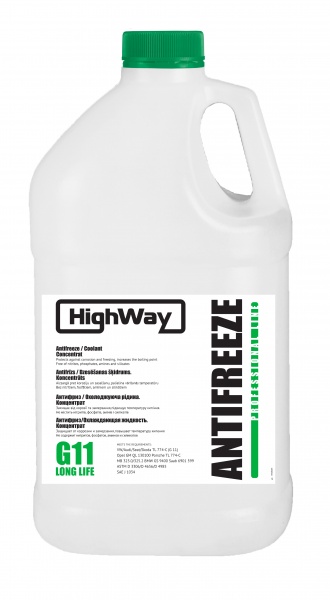 Антифриз HighWay G11 концентрат 3,78л зелений 701493