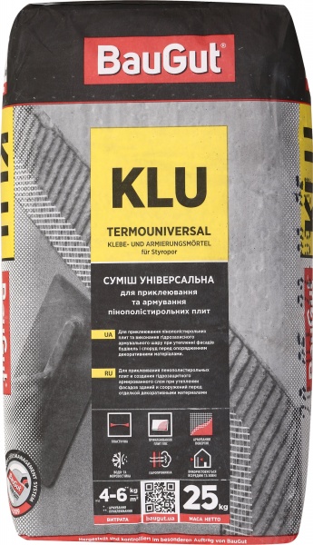 Смесь для приклеивания и армирования BauGut универсальная ППС KLU 25 кг