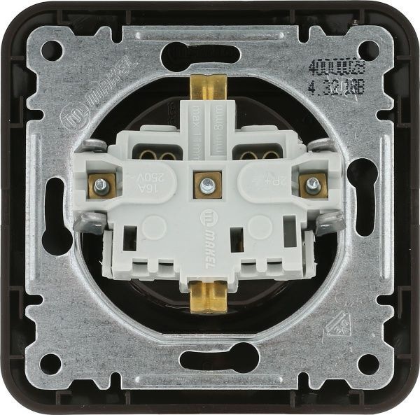 Розетка с заземлением Makel Lillium Natural без шторок без крышки коричневый