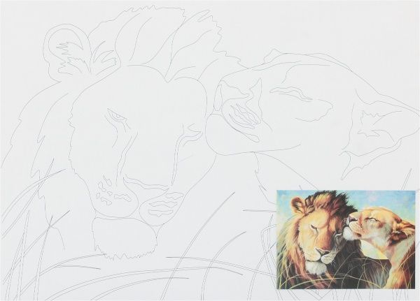 Холст на картоне с контуром Животные № 3 Rosa Talent 