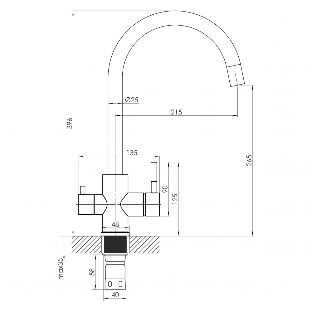 Смеситель для кухни Imprese ARGO-S f03409016FB, с подключением питьевой воды, чорный матовый